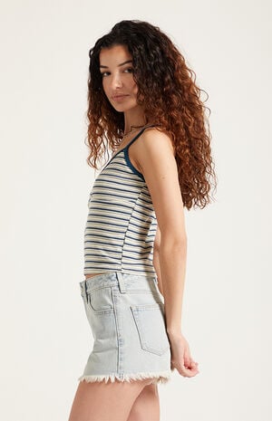 Ivy High Waisted Denim Festival Shorts Frayed Light Blue image number 3