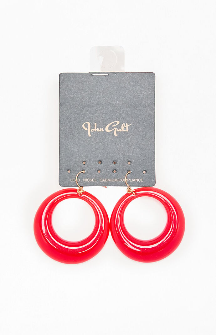 John Galt Red Round Earrings