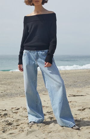 Black Renata Off-The-Shoulder Sweater image number 4