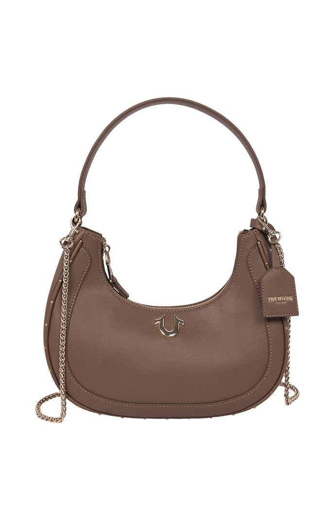 True Religion Top Zip Crescent Hobo Bag