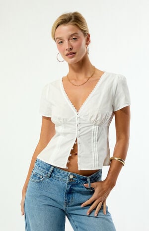 Claire Short Sleeve Button Front Top image number 2
