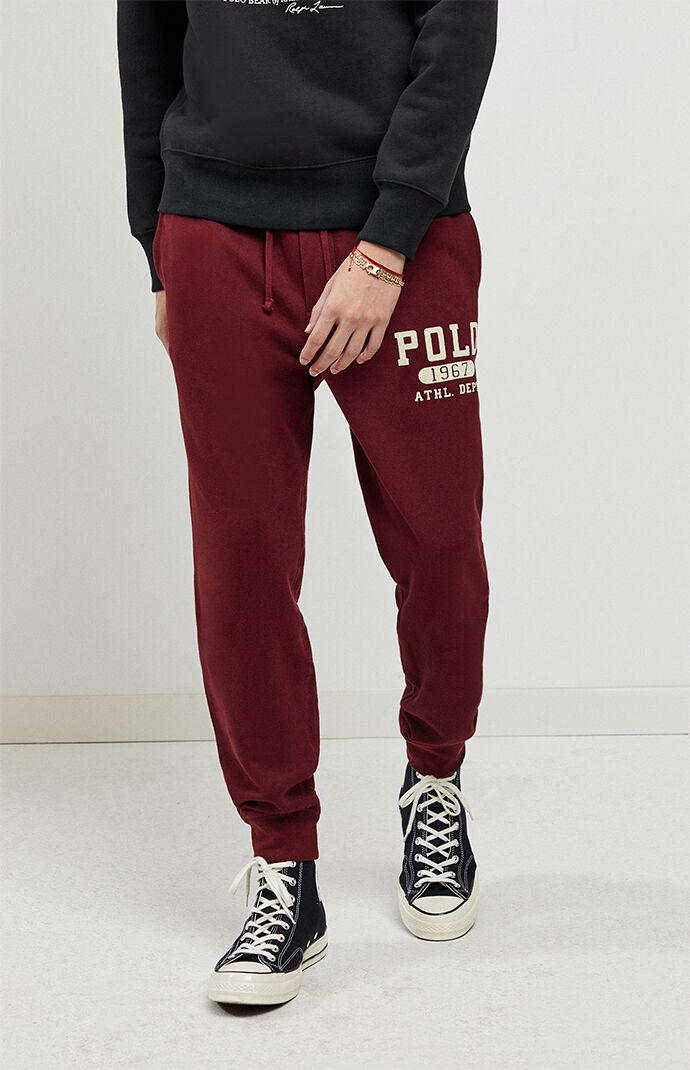 maroon polo sweatpants