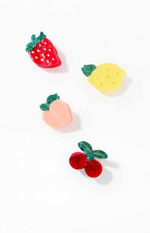 4 Pack Fruit Mini Hair Claw Clips image number 1