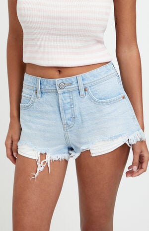 Jamie Low Rise Jean Micro Shorts Light Blue image number 2