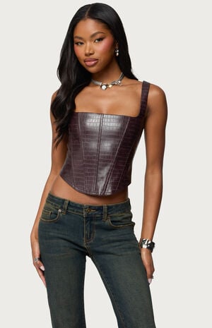 Shana Faux Croc Corset image number 1