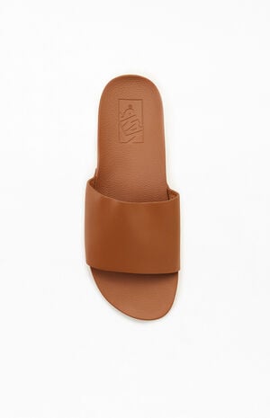 Women's Brown Leather Decon Slide Sandals image number 5