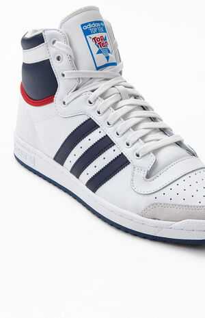 White & Navy Top Ten Hi Shoes image number 6