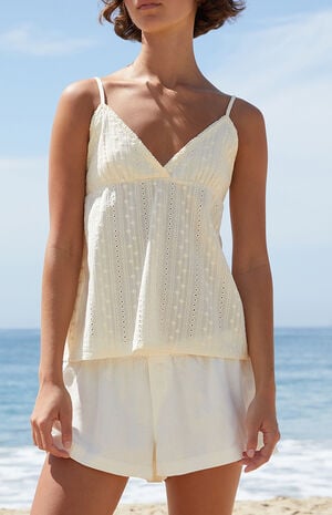Yellow Edith Eyelet Tank Top image number 1