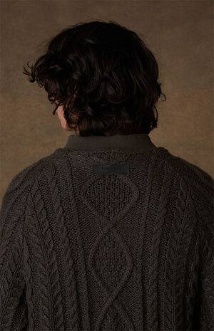Off Black Cable Knit Sweater image number 5