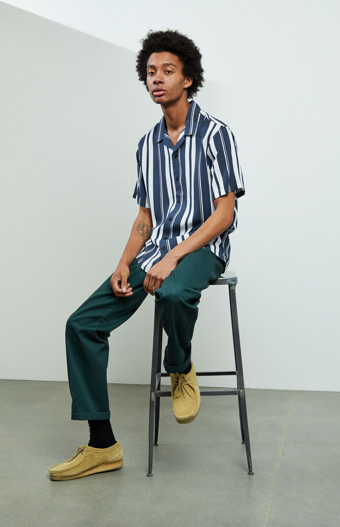Burg Striped Camp Shirt