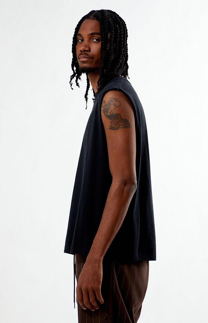 Pacsun Black Cut Off Muscle T-Shirt