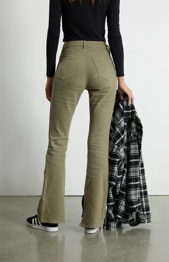 PacSun Green High Waisted Slim Flare Jeans PacSun