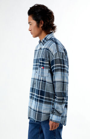Brushed Navy Flannel Long Sleeve Shirt image number 3