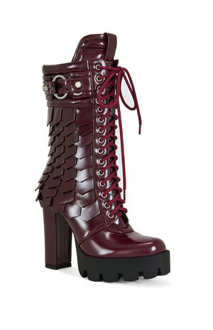 Gernot Burgundy Platform Lace Up Booties image number 2