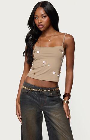 Malia Flower Applique Tank Top image number 1