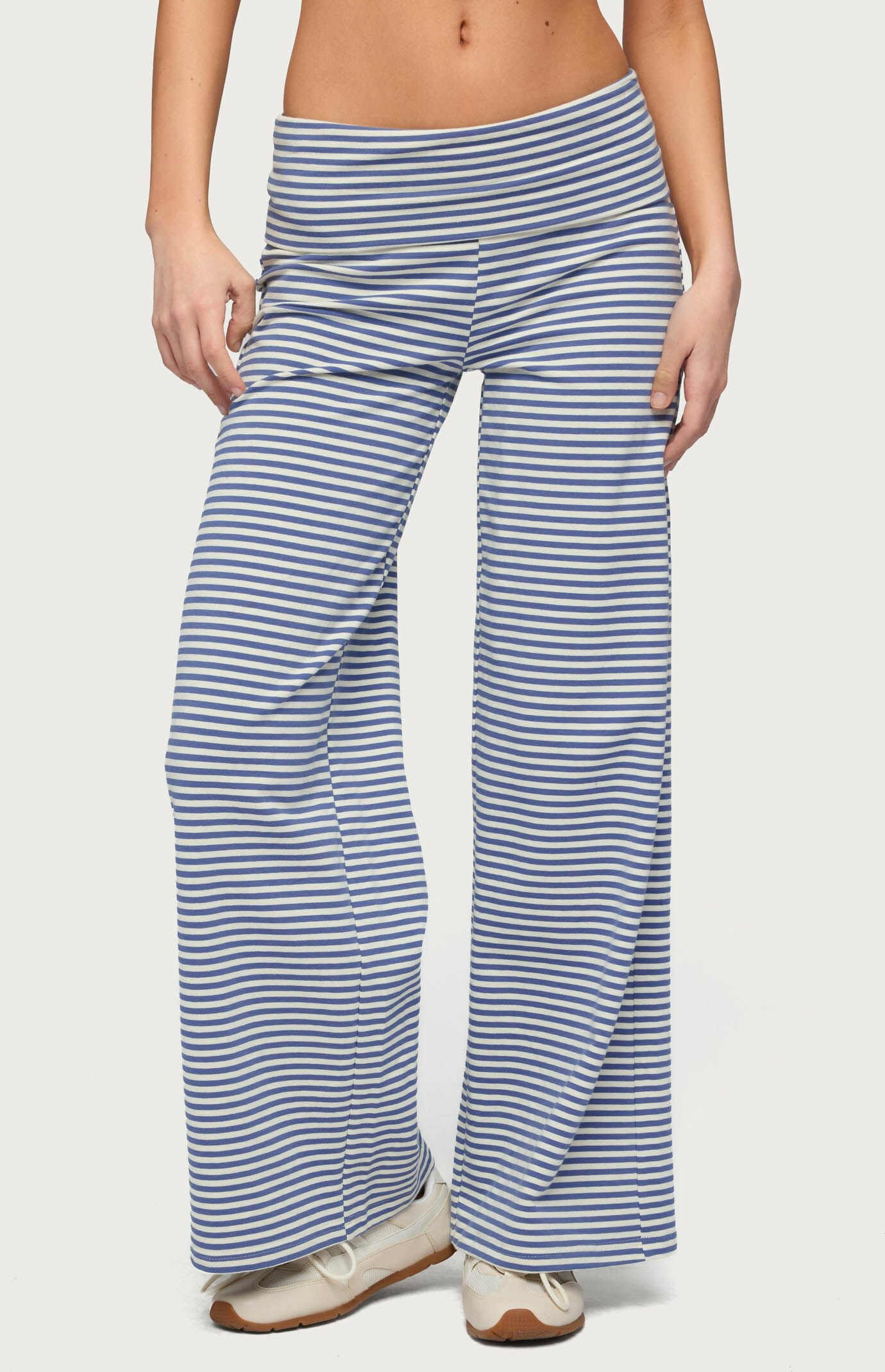 Edikted Petite Lilah Striped Fold Over Pants