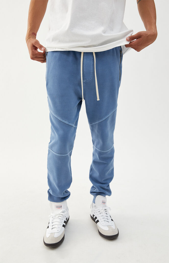 PacSun Blue Zip Pocket Paneled Fleece Sweatpants PacSun