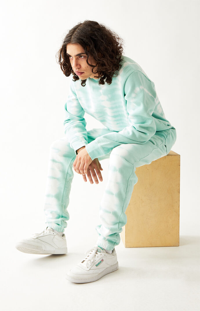 Green Tie-Dyed Fleece Jogger Sweatpants