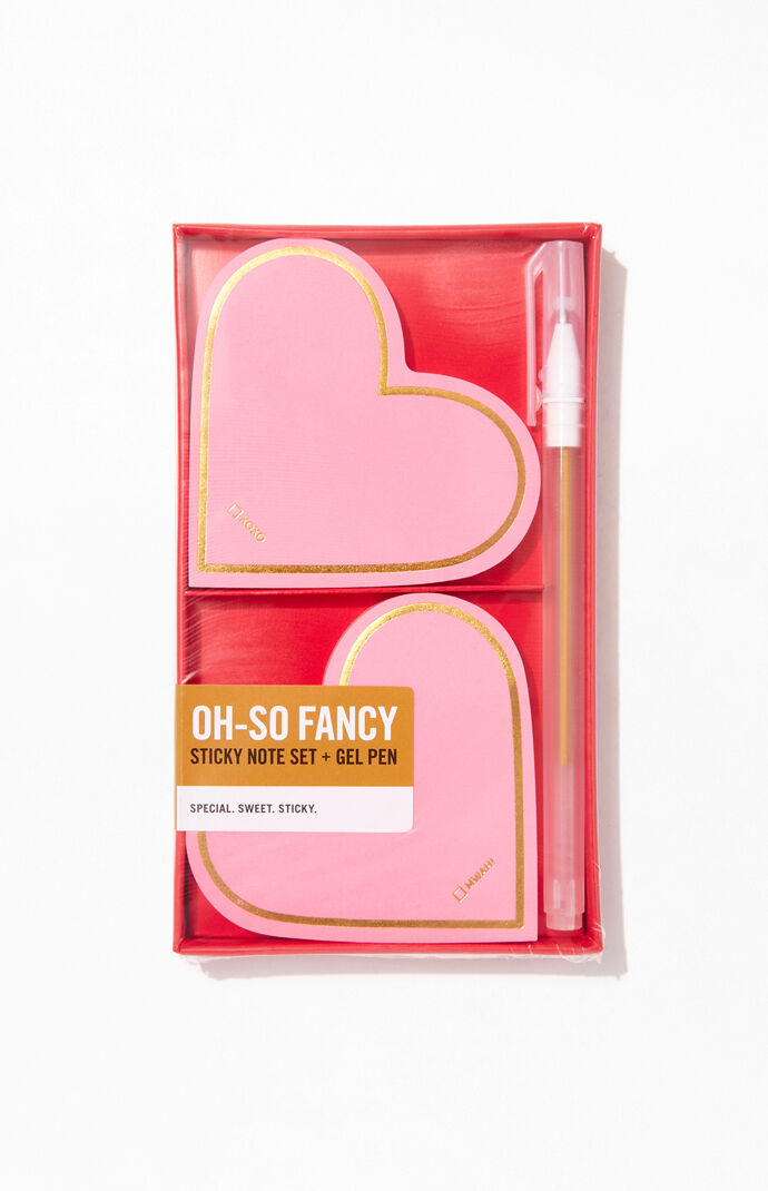 Two Hearts Sticky Notes With Pen