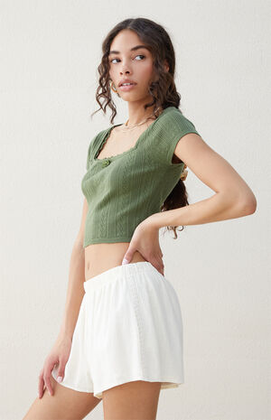Zinnia Pointelle Lace Sweater T-Shirt image number 2