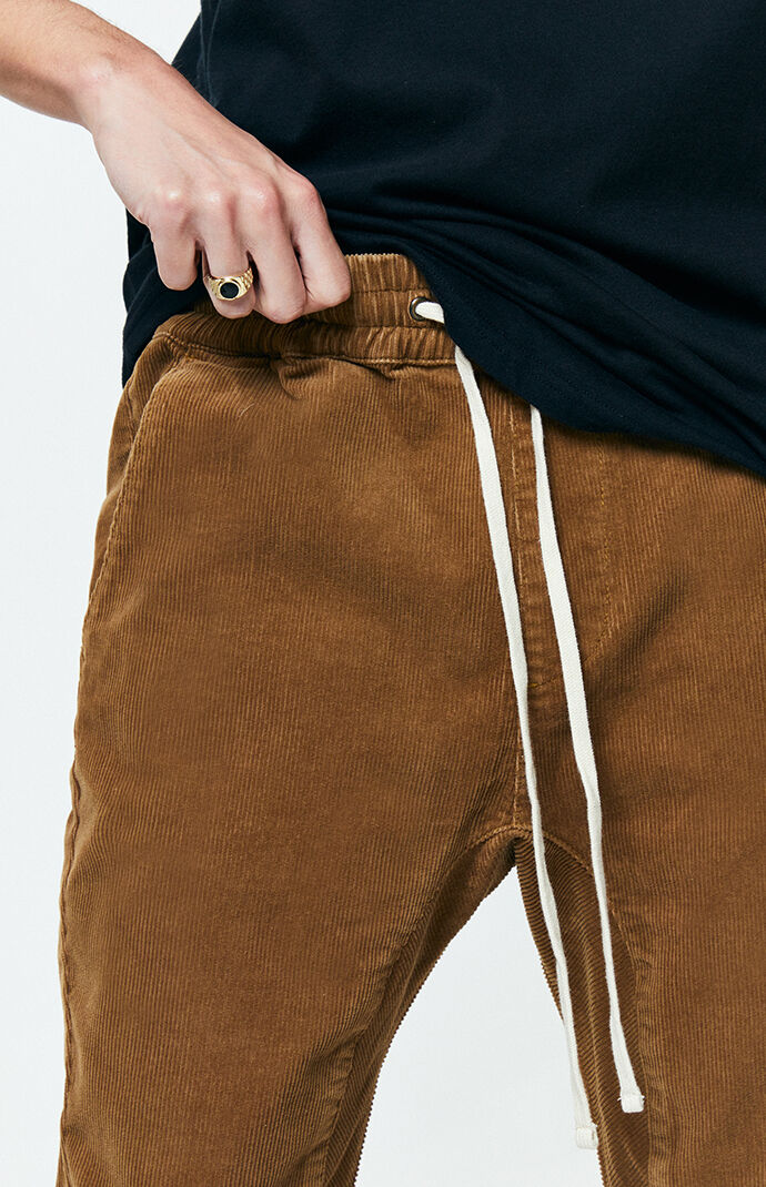 Brown Skinny Jogger Corduroy Pants
