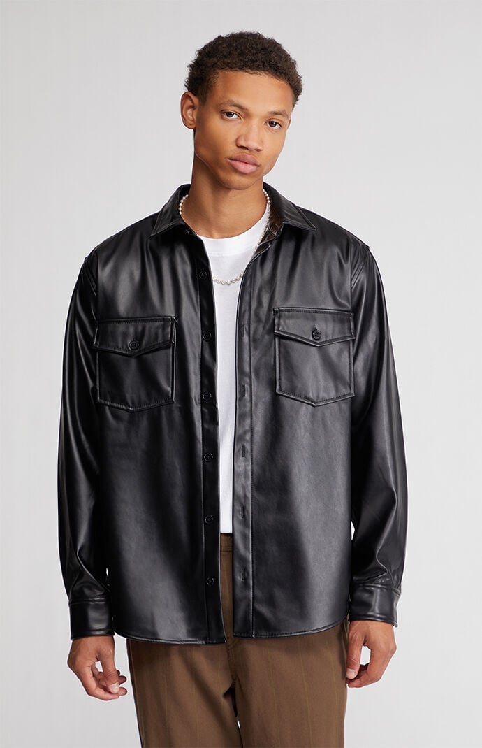 Leather button shop down shirt women's