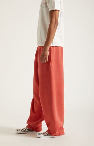 Red Washed Fleece Extreme Baggy Sweatpants image number 3