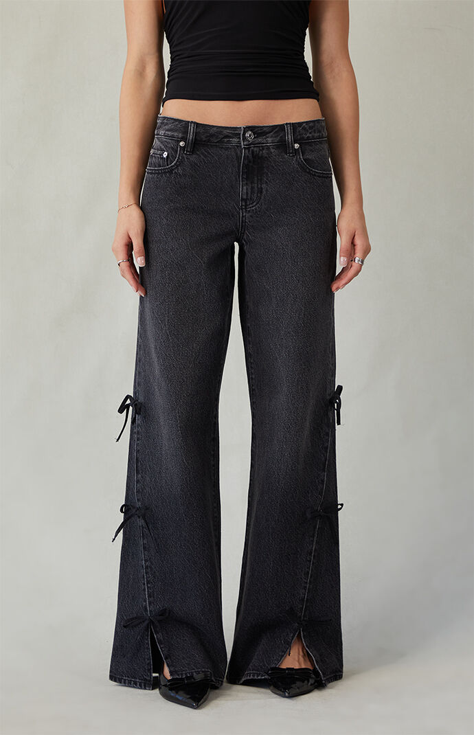 Pacsun Casey Low Rise Baggy Jeans Bow Ties Black