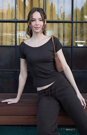 Brown Ginny Off-The-Shoulder Top image number 1