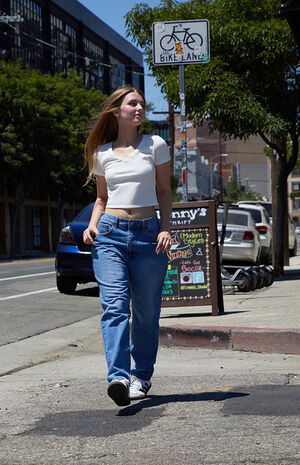 Medium Blue Straight Leg Jeans image number 1