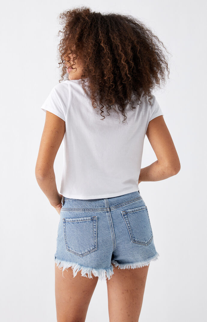 Pacsun lido blue high discount waisted denim festival shorts