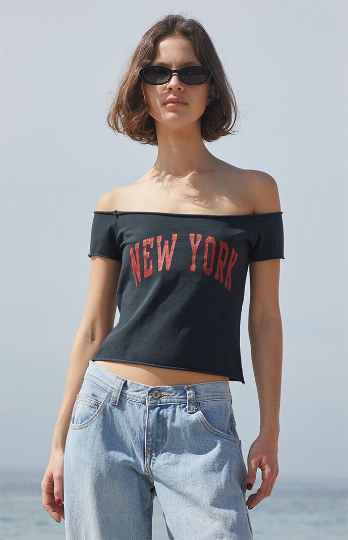 John Galt Black Bonnie New York Off-The-Shoulder Top