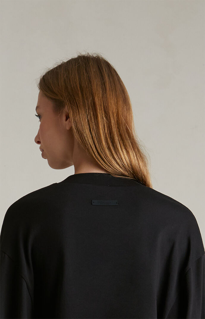 Fear of God Essentials Women's Black Tri-Blend Cropped Long Sleeve