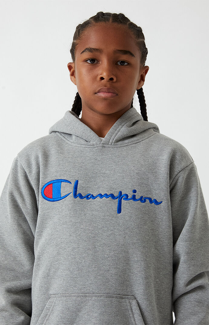Champion Kids Script Logo Hoodie PacSun