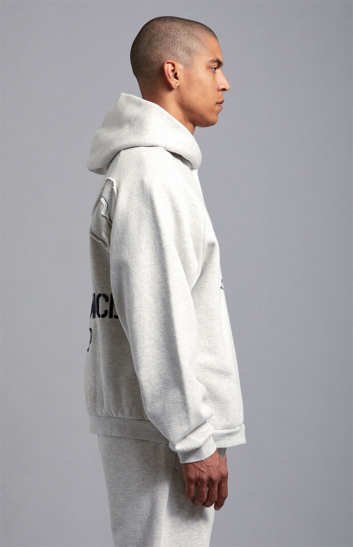 A.R.C. Heather Grey Field Applique Heavyweight Fleece Hoodie