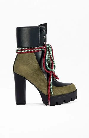 Women's Muffler Green Block Booties image number 1