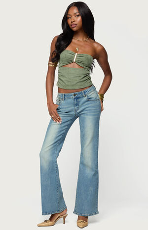 Jenni Washed Low Rise Flared Jeans image number 4