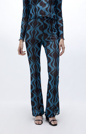 Recycled Wavy Print Flare Trousers image number 1