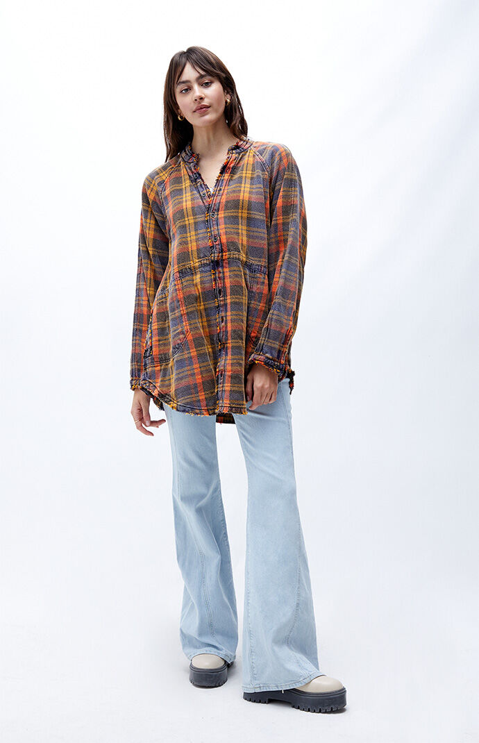 Free People Summer Daydream Plaid Shirt 
