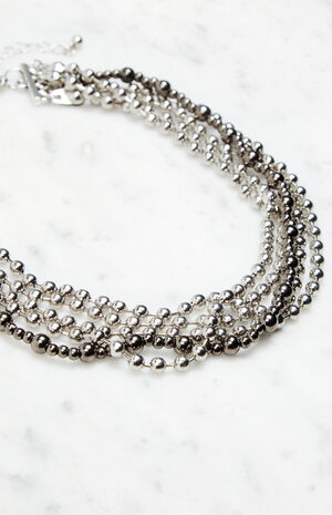 Silver Black Beaded Necklace image number 2