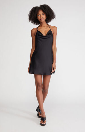 Cowl Neck Satin Mini Dress image number 4