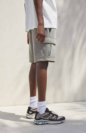 Olive Terry Cargo Sweat Shorts image number 4