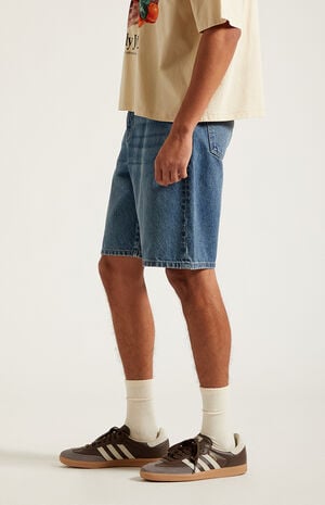 Medium Blue Baggy Denim Shorts image number 4