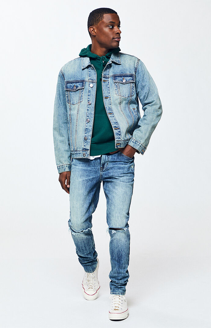 ripped stacked skinny jeans