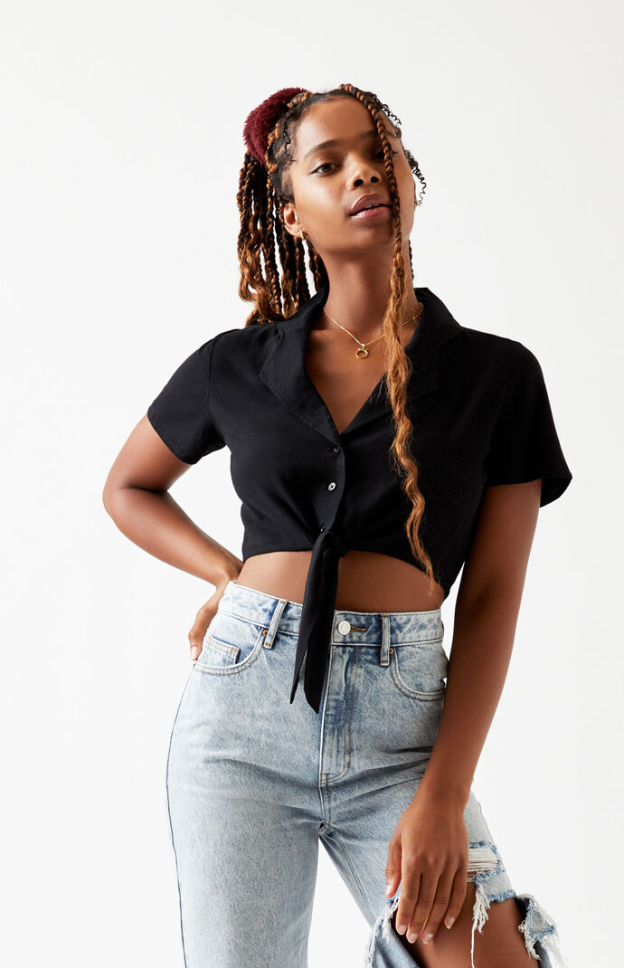 Tied Button Front Shirt