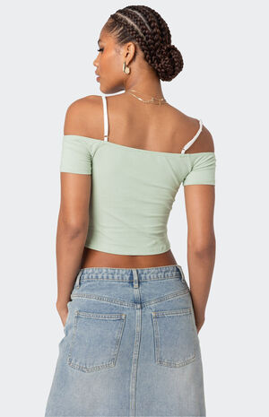 Peeking Lace Ruched Top image number 5