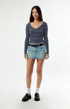 Kylie V-Neck Ribbed Long Sleeve Top image number 5