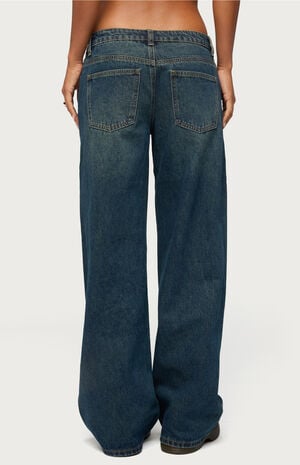 Raelynn Washed Low Rise Baggy Jeans image number 3