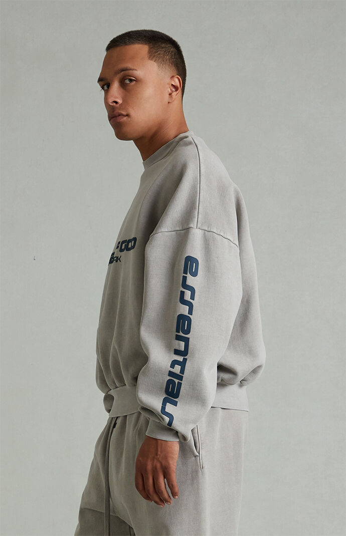 Fear of God ESSENTIALS Smoke Grey Crew Neck Cropped Relaxed Sweatshirt