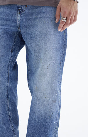 Medium Indigo Paint Splatter Straight Jeans image number 2